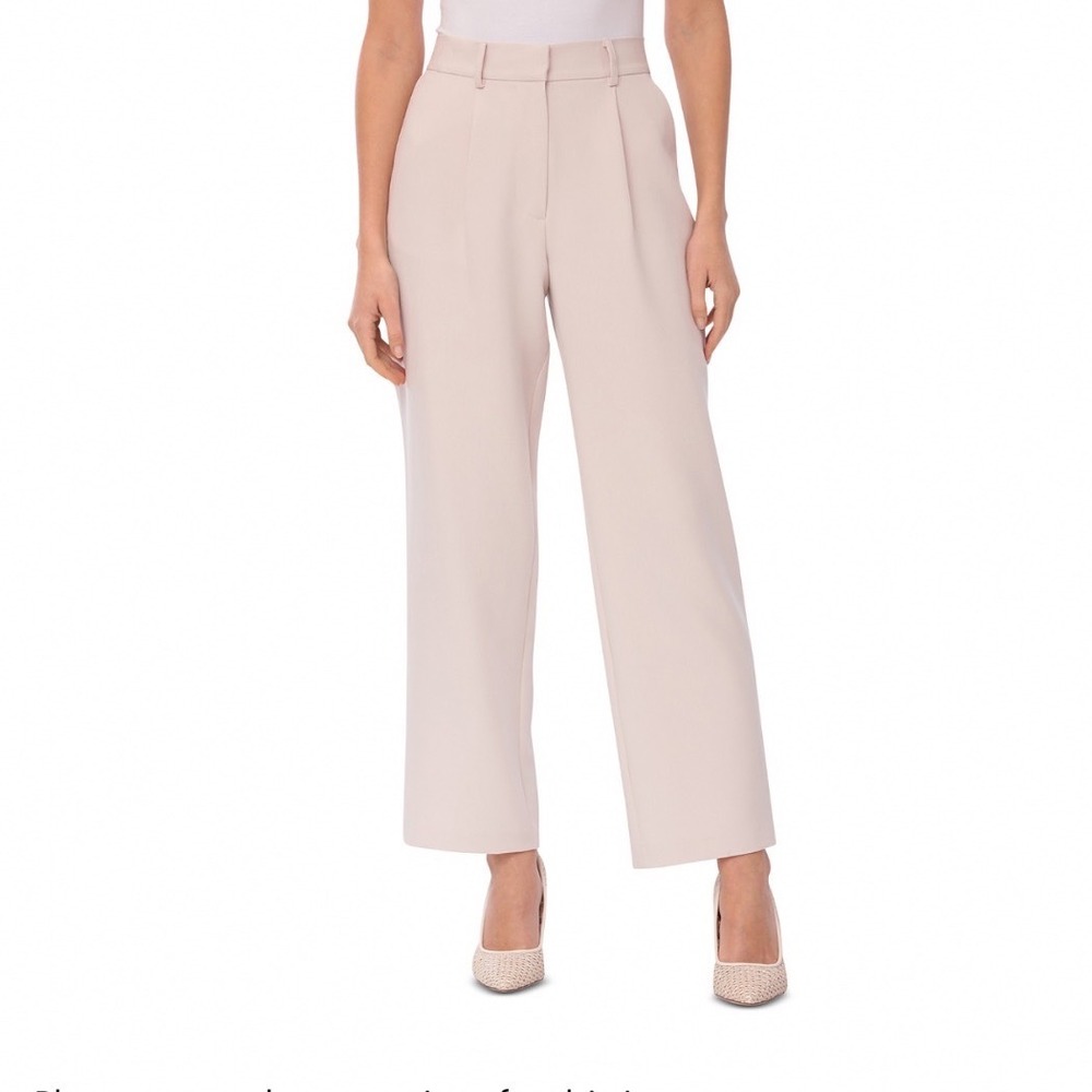 Bagatelle Womens Cropped Suiting Pants Bone Beige Wide Leg Elastic Back XL NEW